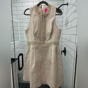 EUC Lilly Pulitzer Gold Metallic Franci Dress size 12